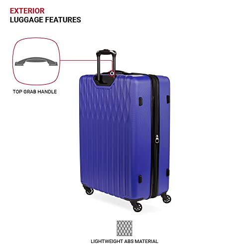 SwissGear 8018 Expandable Luggage, Hard Shell Large Luggage with Spinner Wheels - color: Blue Violet, size: Checked-Large 27-Inch