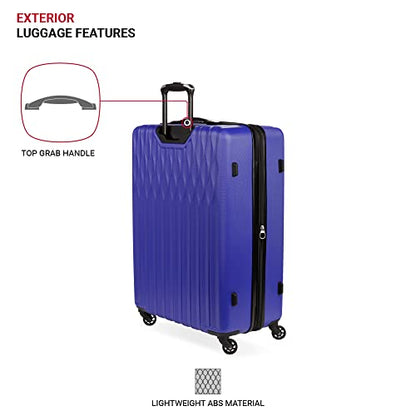 SwissGear 8018 Expandable Luggage, Hard Shell Large Luggage with Spinner Wheels - color: Blue Violet, size: Checked-Large 27-Inch