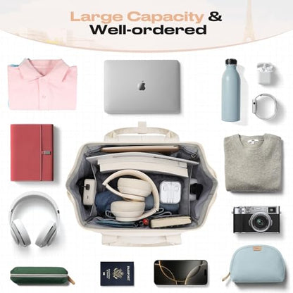 Maelstrom 15.6-17.3" Laptop Backpack with Lunch Box, Work Bag for Women Men - color: Beige