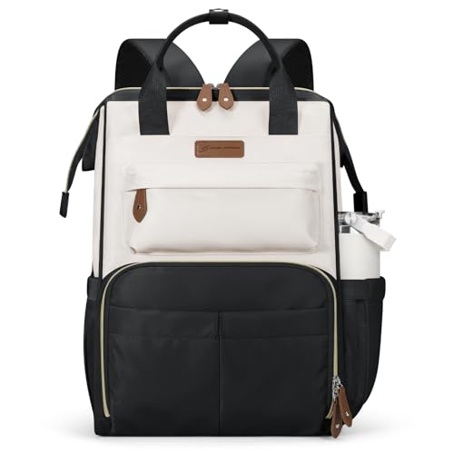 Maelstrom Laptop Backpack for Women Men, 15.6-17.3" Waterproof Travel Bag - color: Black-beige, size: 17.3 Inch