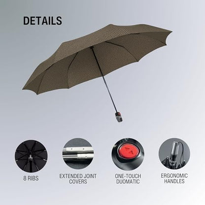 Knirps T.200 Duomatic Compact Rain Umbrella in Elemental Black – Wind Tunnel Tested to 93 mph, Aluminum Steel Fiberglass Frame, 38in Canopy, OEKO-TEX, High-Performance Automatic Travel Umbrellas - color: Elemental Black