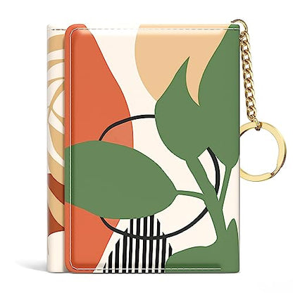 Rouidr Womens Wallet, Small Slim RFID Card Wallets for Women, Cute Front Pocket Trifold Leather Card Organizer with 7 Slots & ID Window, Modern Abstract Art - color: Modern Abstract Art