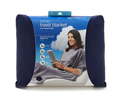 TRAVELREST 4-in-1 Travel Blanket - Comfort for Long Travel - Blue Regular - color: Navy