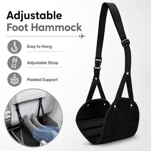Travel Pillow and Blanket Set - Foot Hammock Rest Airplane Essentials Black - color: Black