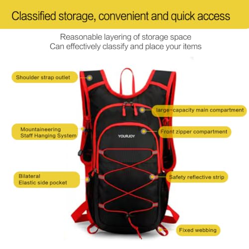 15L Hiking Backpack Small Travel Camping Packable for Men Women，Red - color: Red