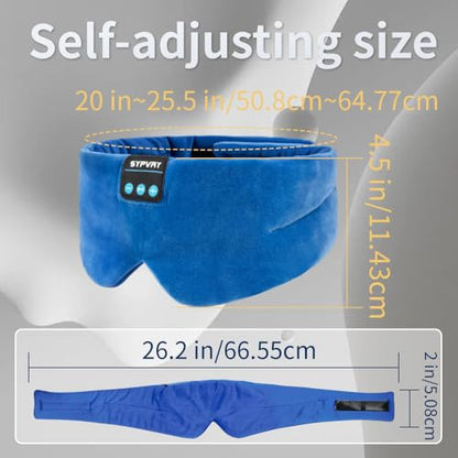 Sleep Mask Bluetooth 5.4 Headphones Soft Wireless Headband Eye Mask Blackout with Microphone (Blue) - color: Blue