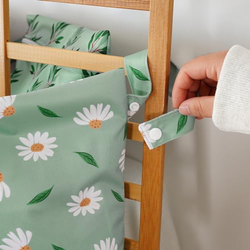 Happy Flute 3 Set Wet Bag Storage Bag Zipper Waterproof Washable for Baby - color: Daisy