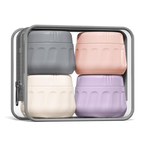 Mrsdry Travel Containers for Toiletries, TSA Approved Travel Size Toiletries 4 Pack, Refillable Containers, With Clear Bag, Leak Proof Silicone Jars, Essentials Creams Jars Carrying Small Items - color: Red Rock, size: 1 OZ (30ML)