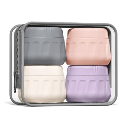 Mrsdry Travel Containers for Toiletries, TSA Approved Travel Size Toiletries 4 Pack, Refillable Containers, With Clear Bag, Leak Proof Silicone Jars, Essentials Creams Jars Carrying Small Items - color: Red Rock, size: 1 OZ (30ML)
