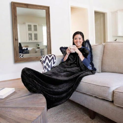PediPocket Original Patented 50"x70" Ravishing Raven Plush Fleece Blanket - color: Ravishing Raven