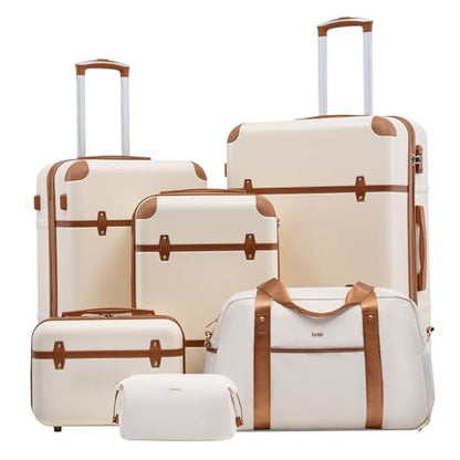 Coolife Luggage Set, PC Hardside, TSA Lock, 6-Piece, White - color: White, size: 6 Piece Set