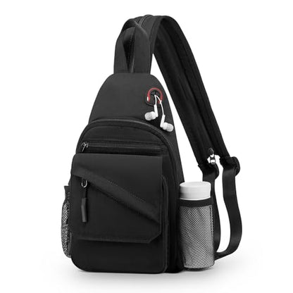 Sling Bag for Men Women,Convertible Crossbody Backpack Chest Bag - color: Black, size: Small