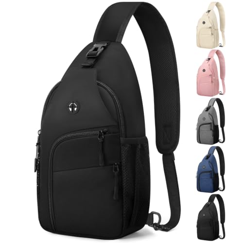 Pritent Crossbody Bags for Women Men Sling Bag Backpack Shoulder Bag - color: Black, size: Large