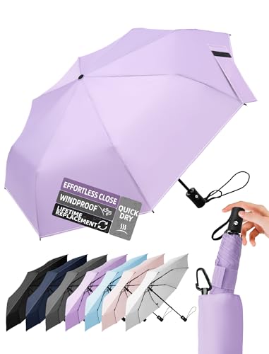 Travel Windproof Umbrella for rain Compact Small Travel size QuickDry - color: 1-Purple