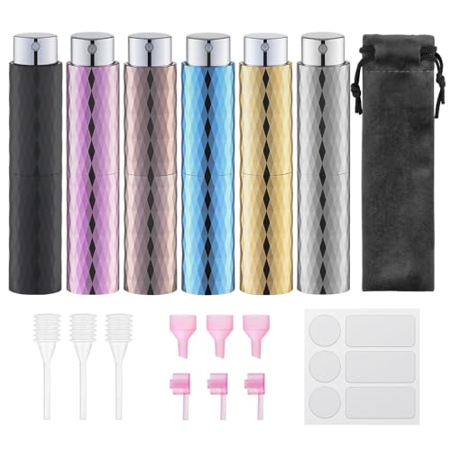 Lulupack Travel Perfume Bottle Refillable, 8ml Cologne Spray Atomizer, 6PCS - color: black
