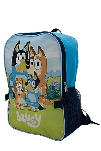 BLUEY 2 Piece Backpack Set, Pre school Girls & Boys 16" Travel Bag, Blue
