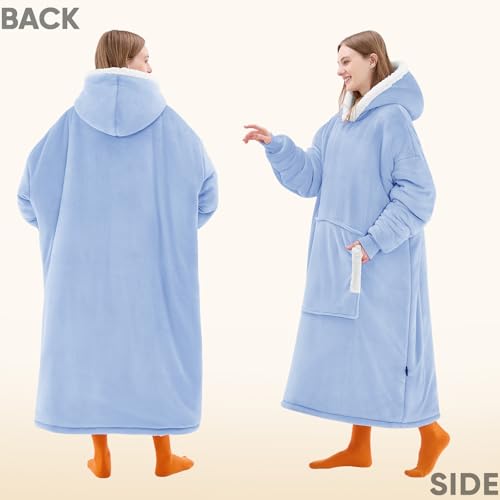 yescool Wearable Blanket Hoodie as Christmas Birthday Gifts for Women Mom - color: Celeste, size: Oversized