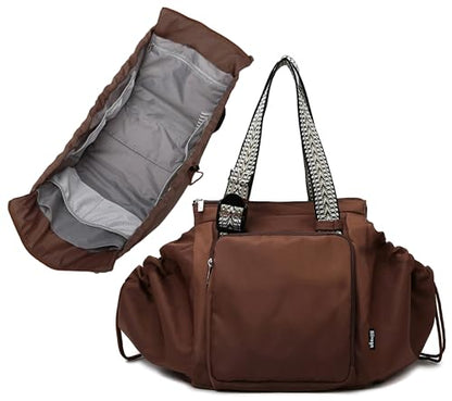 Everyday Bag Tote for Women, Spacious Diaper Bag with 16 Pockets, Durable Travel Bag, Sleek Work Shoulder Bag - color: Chocolate Brown