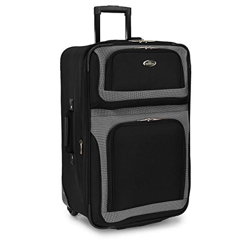 U.S. Traveler New Yorker Lightweight Expandable Rolling Luggage, Black, 4-Piece Set - color: Black, size: 4-Piece Set (15/21/25/29)