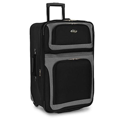 U.S. Traveler New Yorker Lightweight Expandable Rolling Luggage, Black, 4-Piece Set - color: Black, size: 4-Piece Set (15/21/25/29)