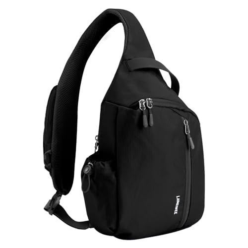 Crossbody Sling Bag, RFID Travel Hiking Sling Backpack, Compact EDC Bag - color: Black
