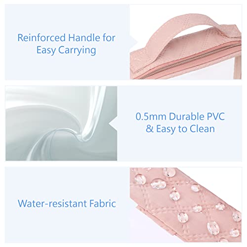 PACKISM Clear Makeup Bag Travel - TSA Approved Toiletry Bag, 2 Pack Pink - color: 01 Rose Pink, size: Full Vacation (Mixed Sizes)