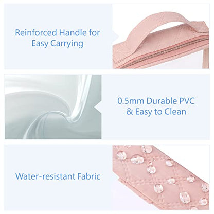 PACKISM Clear Makeup Bag Travel - TSA Approved Toiletry Bag, 2 Pack Pink - color: 01 Rose Pink, size: Full Vacation (Mixed Sizes)