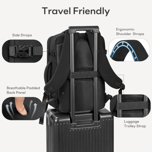 mibasies Travel Backpack for Women & Men 40L，Carry On Bag Flight Approved - color: Black, size: X-Large