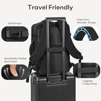 mibasies Travel Backpack for Women & Men 40L，Carry On Bag Flight Approved - color: Black, size: X-Large