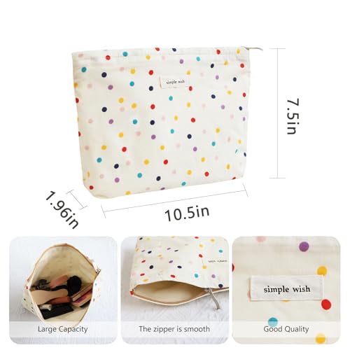 Wudygirl 여성용 메이크업 가방 여행용 화장품 가방 26.7cm x 19.1cm(10.5 x 7.5인치) 다채로운 도트 - color: 다채로운 도트