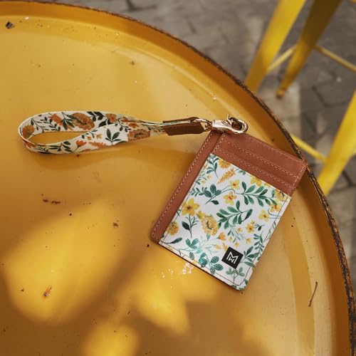 Credit Card Holder Wallet Women RFID Blocking Slim Wallet Front Pocket - color: flower