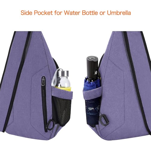 MOSISO Crossbody Sling Bag for Women, Shoulder Backpack, Hiking Daypack Bag - color: Lilac
