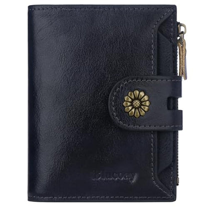 Leather Wallet Womens,RFID Blocking Bifold Card Holder - color: c3-royalblue