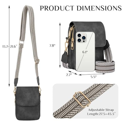 Fashion Small Crossbody Bags for Women Trendy Designer Cell Phone Purses - color: Darkgrey