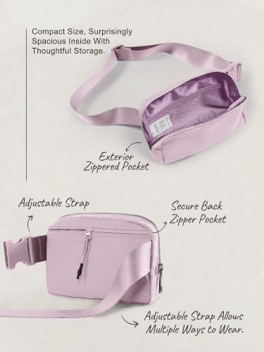 ODODOS Unisex Mini Belt Bag with Adjustable Strap Small Fanny Pack for Workout Running Traveling Hiking, Lavender - color: Lavender