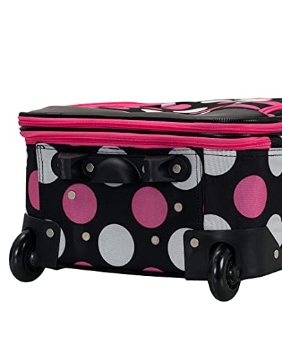 Rockland Escape 4-Piece Softside Upright Luggage Set, Telescoping Handles, Multi/Pink Dot, (14/19/24/28) - color: Multi Pink Dot, size: 4 Piece (28"/24"/19"/14" Tote)