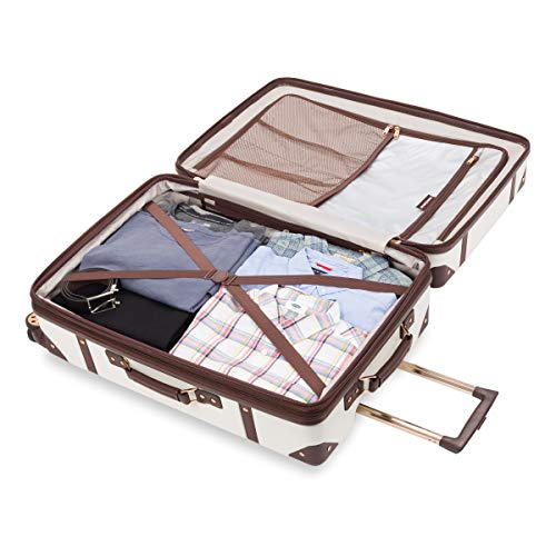 SwissGear 7739 Hardside Luggage Trunk with Spinner Wheels, White, Checked-Large 26-Inch - color: White, size: Checked-Large 26-Inch