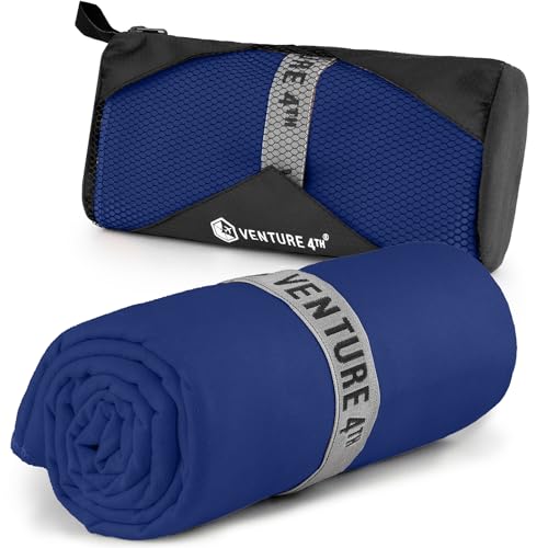 VENTURE 4TH Hidden Neck Pouch for Travel & Quick Dry Towel Set - Ideal Travel Bundle for Vacations, Backpacking and Business Trips - Travel Towel Size XL