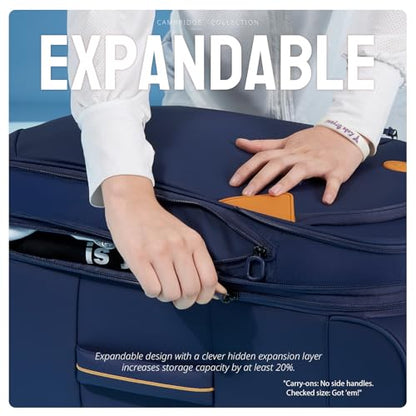Verage Cambridge Lightweight Luggage Softside Expandable Spinner Wheel Suitcase (Navy, Carry-On 20-Inch) - color: Navy, size: 20-Inch