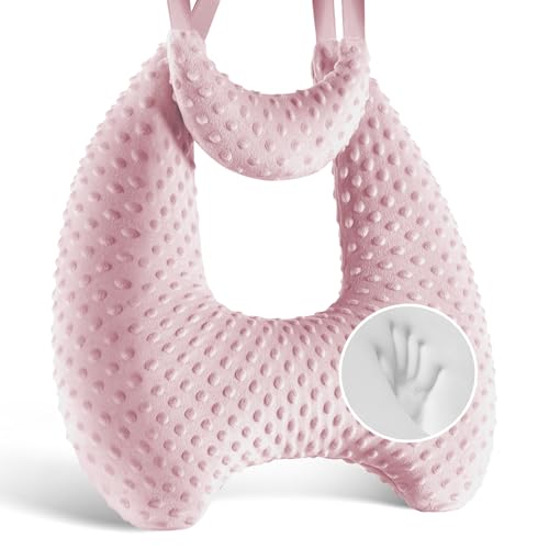 Memory Foam Kids Travel Pillow, Car Pillow for Kids, Velvet Dots, Pink - color: Pink
