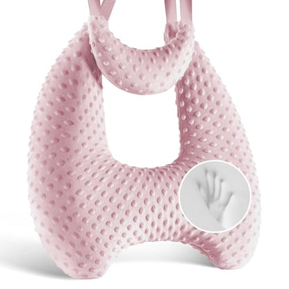 Memory Foam Kids Travel Pillow, Car Pillow for Kids, Velvet Dots, Pink - color: Pink
