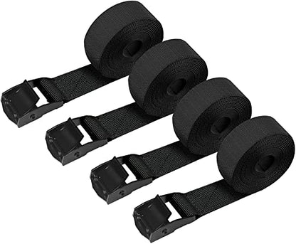 6.5 Feet x 1In Lashing Straps with Buckle, 4Pcs Cam Buckle Straps - color: Black, size: 6.5ft