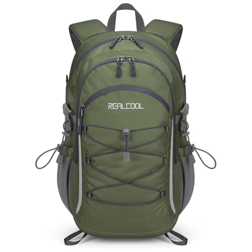 RealCool 30L Lightweight Hiking Backpack, Waterproof Daypack for Camping - color: Army Green, size: 30L