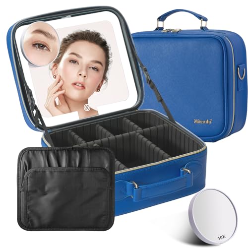 Mocado Travel Makeup Bag with Mirror Makeup Case with 10x Magnifying Mirror - color: Blue