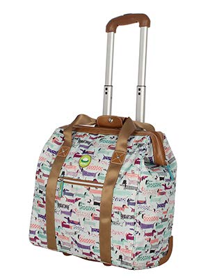 Lily Bloom Designer Under the Seat Tote Cabin Luggage Collection - 15 Inch Patterned Carry on Bag For Women - Lightweight Suitcase with 2 Rolling Wheels (Totally Paw Some) - color: Totally Paw Some