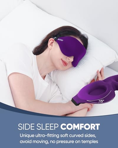 MZOO Luxury Sleep Mask for Women Men Patented Light Blocking Design - color: B-purple