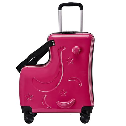 20" Kids Ride-on Luggage with Spinner Wheels, Rolling Child Travel Suitcase - color: Rose Red