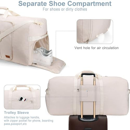 120L EXTRA LARGE Foldable Waterproof Travel Duffle Bag for Men and Women - color: Beige, size: 120L