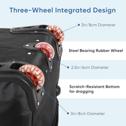 32-inch Rolling Duffle Bag with Wheels and Handle - color: Red, size: 32"