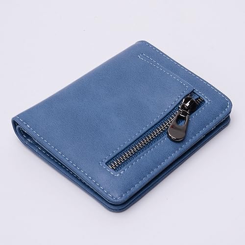Alldaily Small RFID Wallet for Women Slim Compact Bifold Pocket Ladies Travel Mini Purse (Blue) - color: Blue